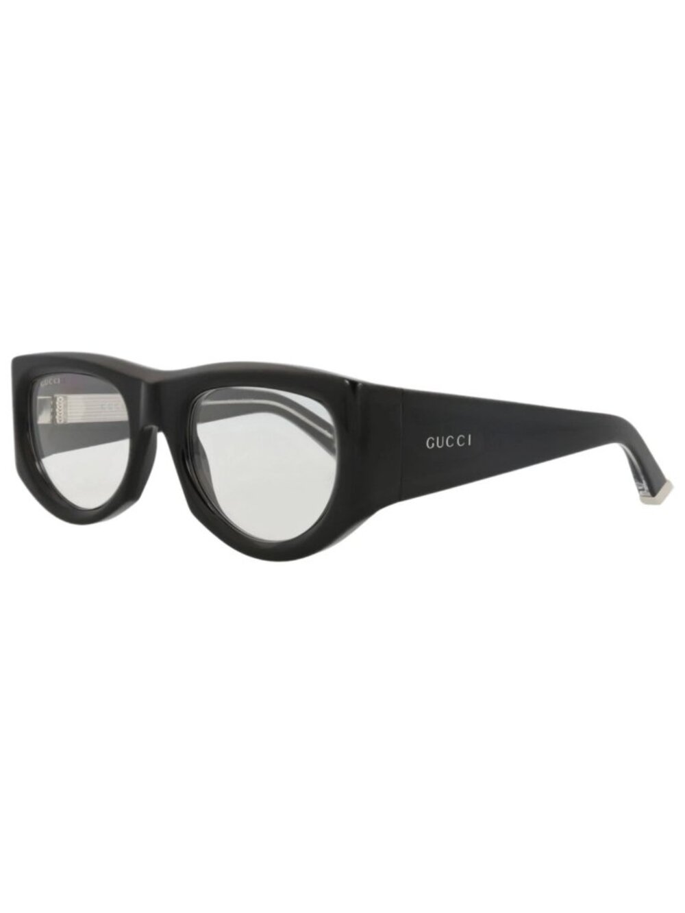 New Gucci Women's Sunglasses Cat Eye Recycled Acetate Frame Black Black
